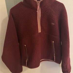 Aritiza TNA Polar Tec Maroon Fleece Zip-Up size Medium